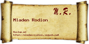 Mladen Rodion névjegykártya